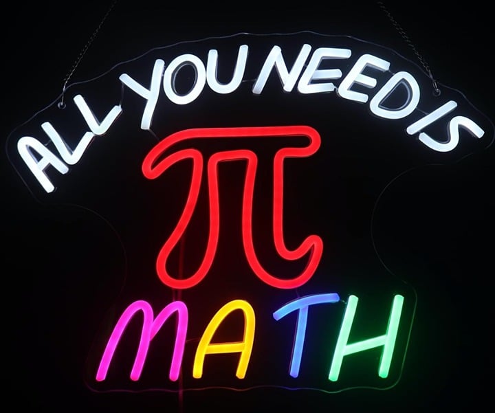 Fun Bright Colorful “All You Need is Math” Pie Sign Night Light Room Wall Decor