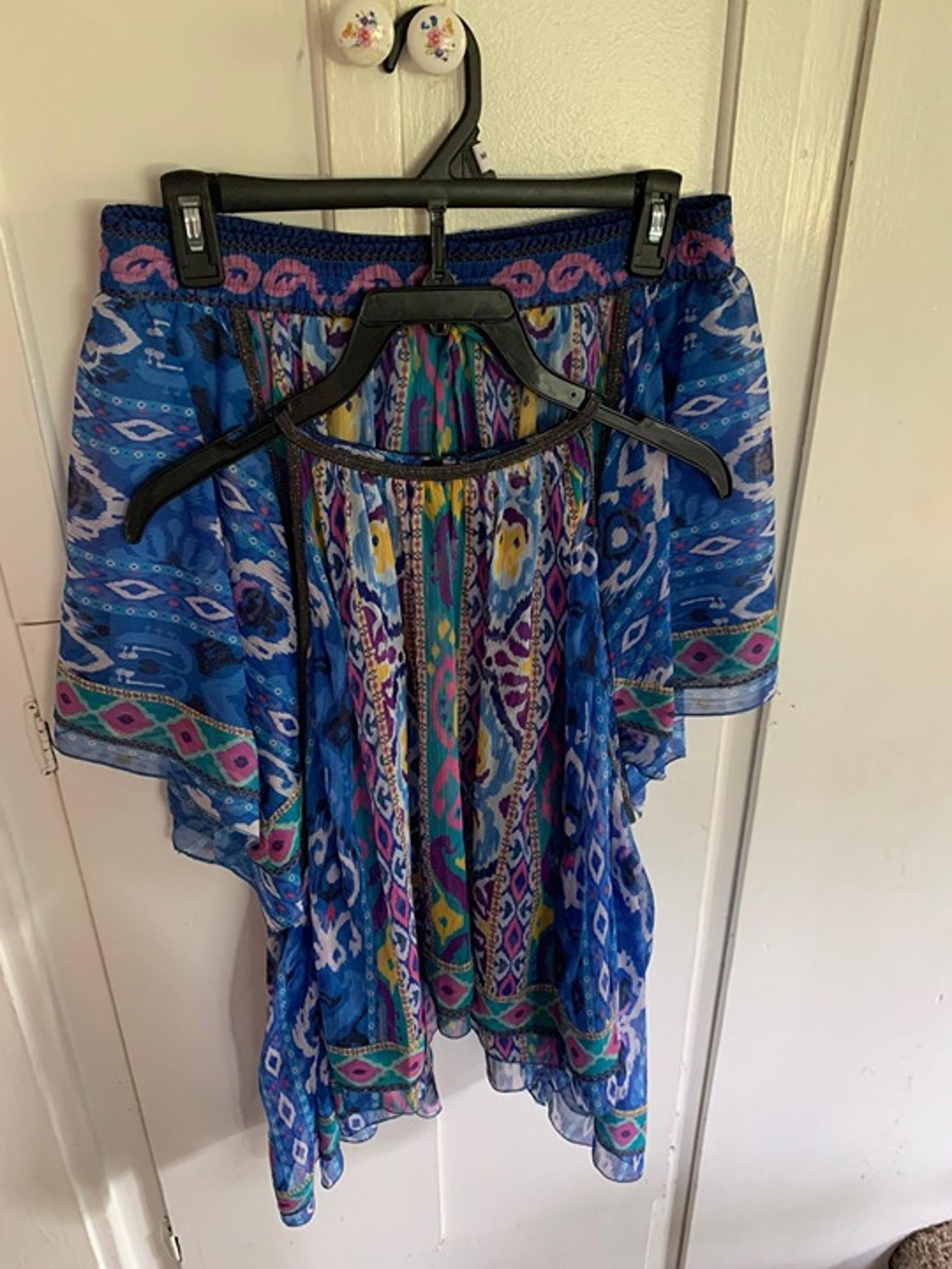 ZARA - Blue Printed Chiffon Bathing Suit Coverup Set - Women's Size Small