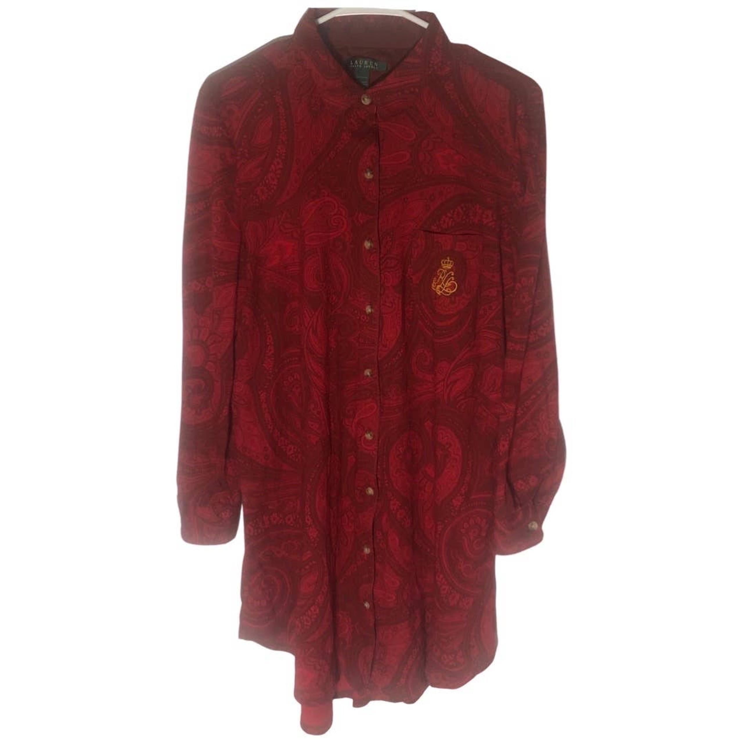 Ralph Lauren Women’s Large Red Paisley Sleep Shirt Pajamas