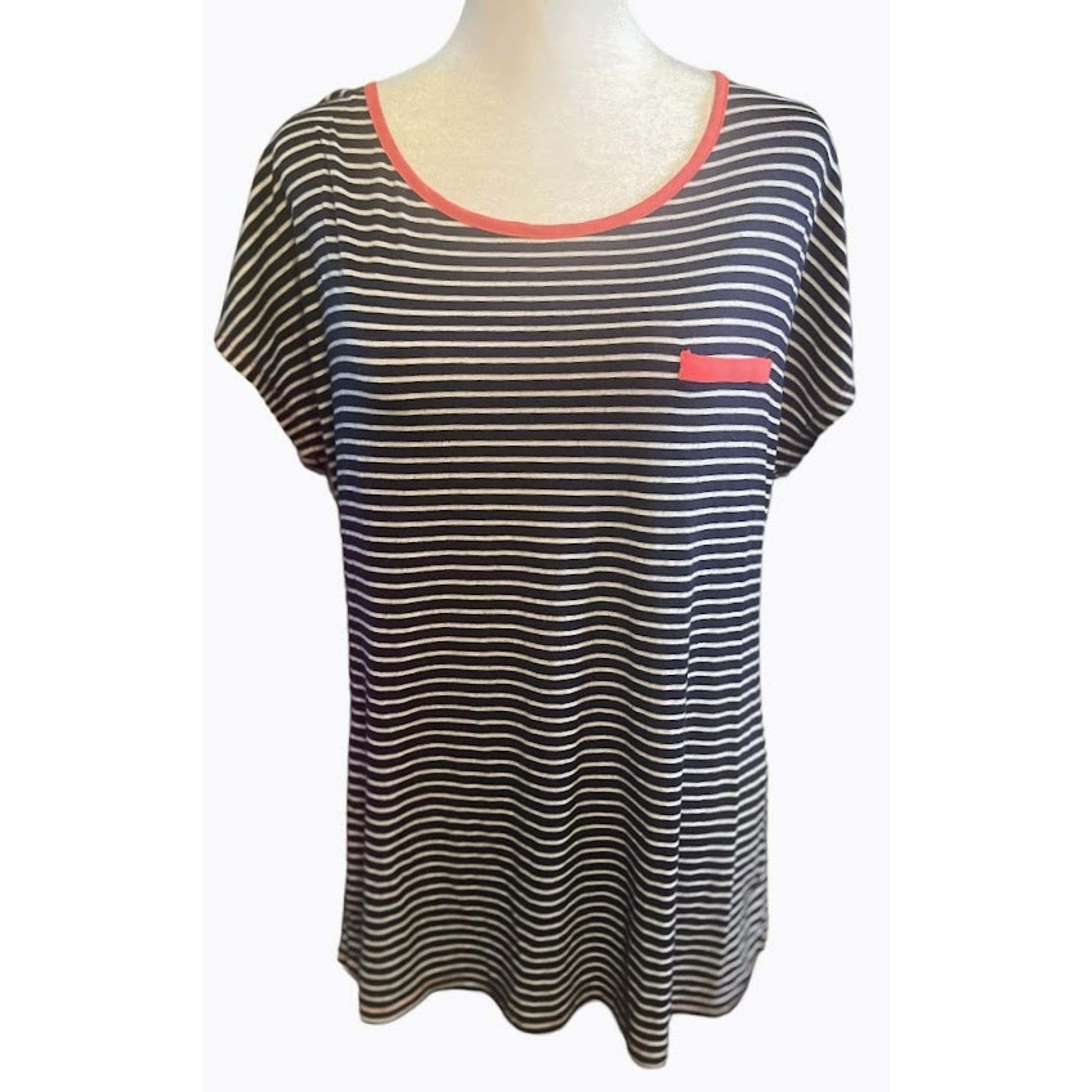 Robin-K Navy & White Striped Top - Size Large, USA Made
