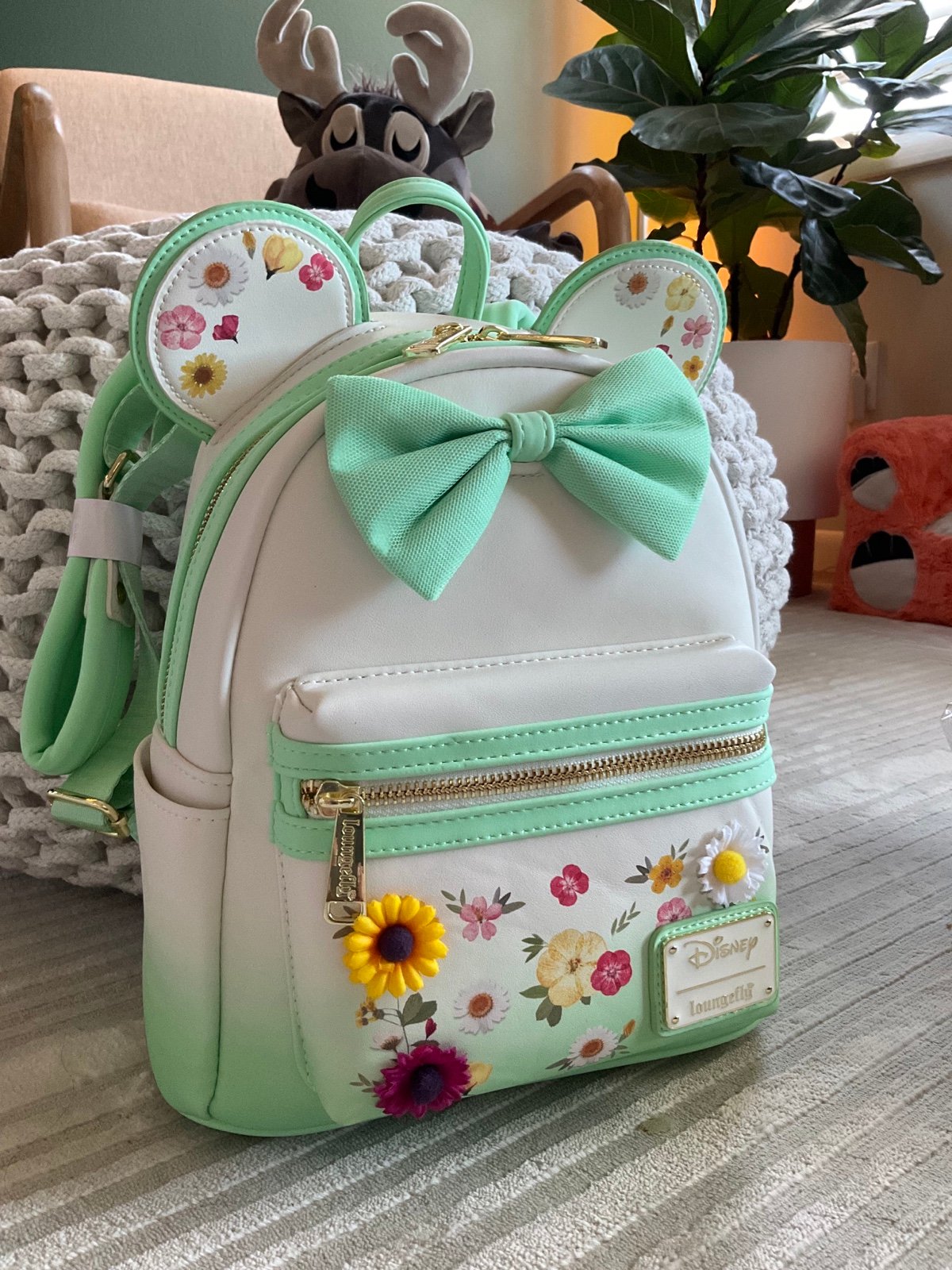 Loungefly Disney Minnie Mouse Pressed Flower Bow Mini Backpack