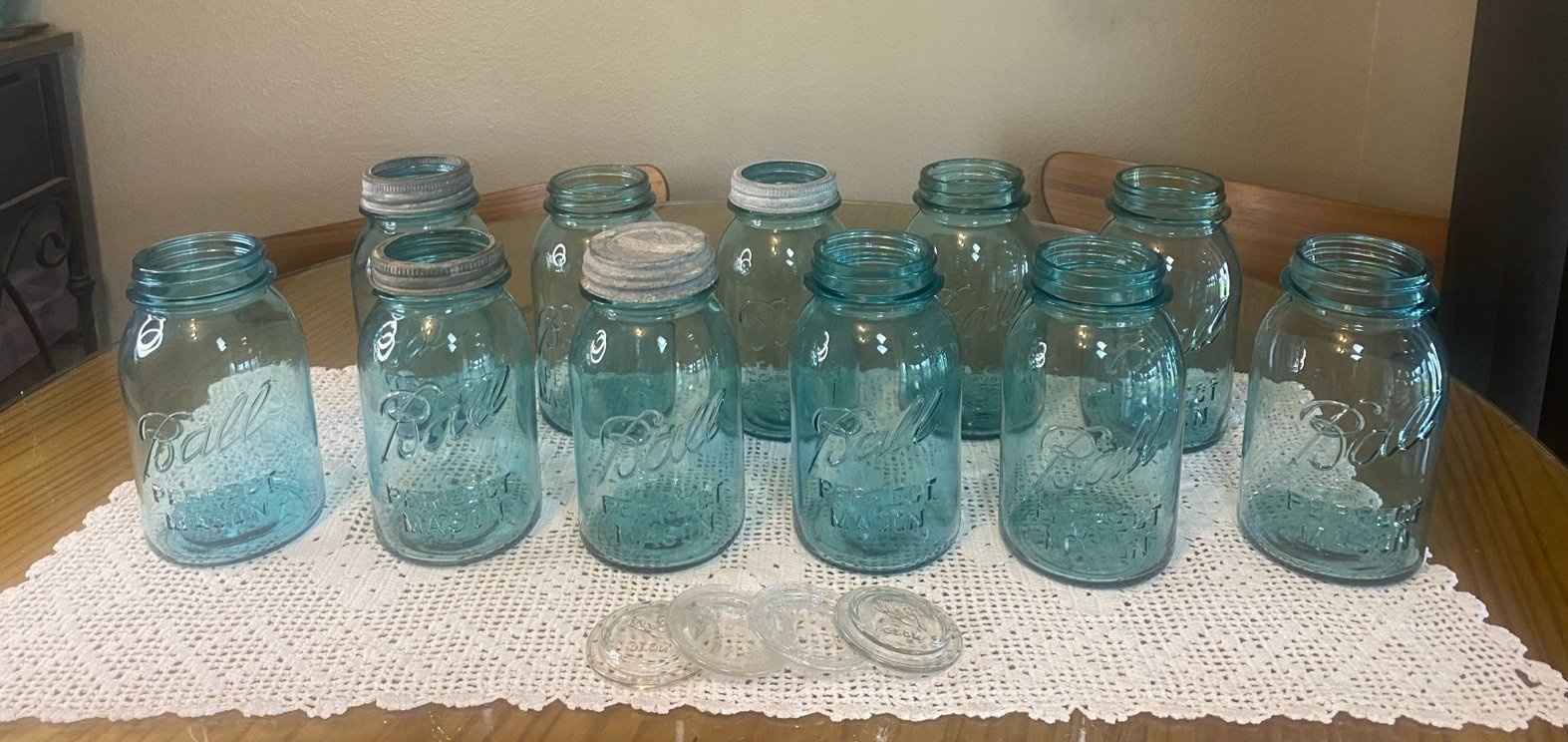 ****READ*** Blue glass Mason Jars