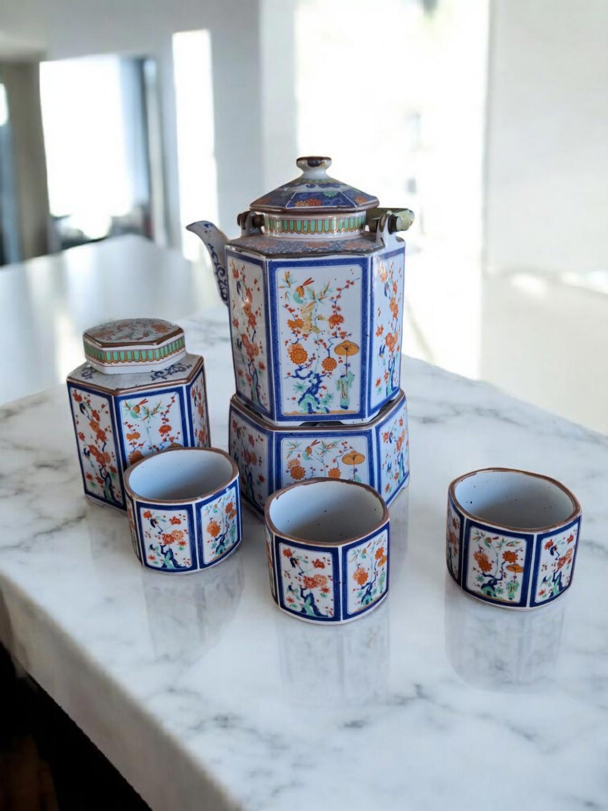 8 Piece, Vintage Toscany Collection Floral Japan Teapot Set Asian Inspired