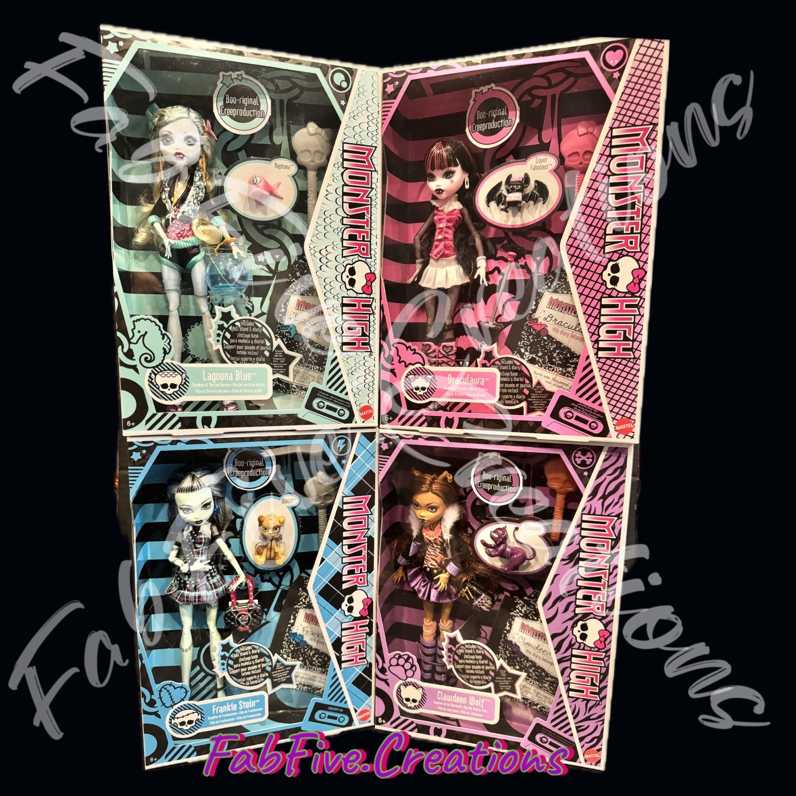 Monster High Boo-riginal Creeproduction Lagoona, Draculaura, Clawdeen & Frankie