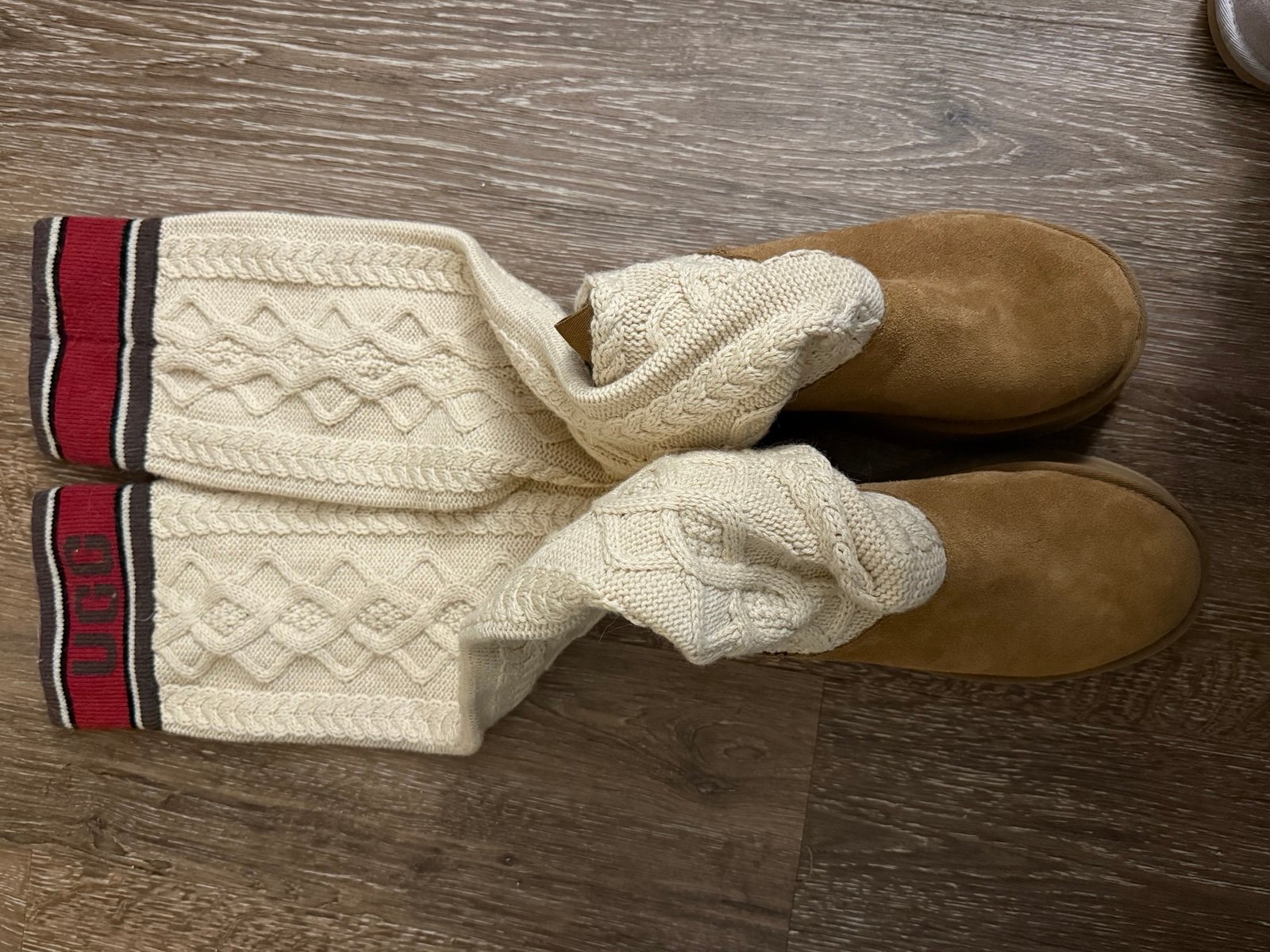 UGG Women's Classic Sweater Letter Tall Over The Knee Platform Boots