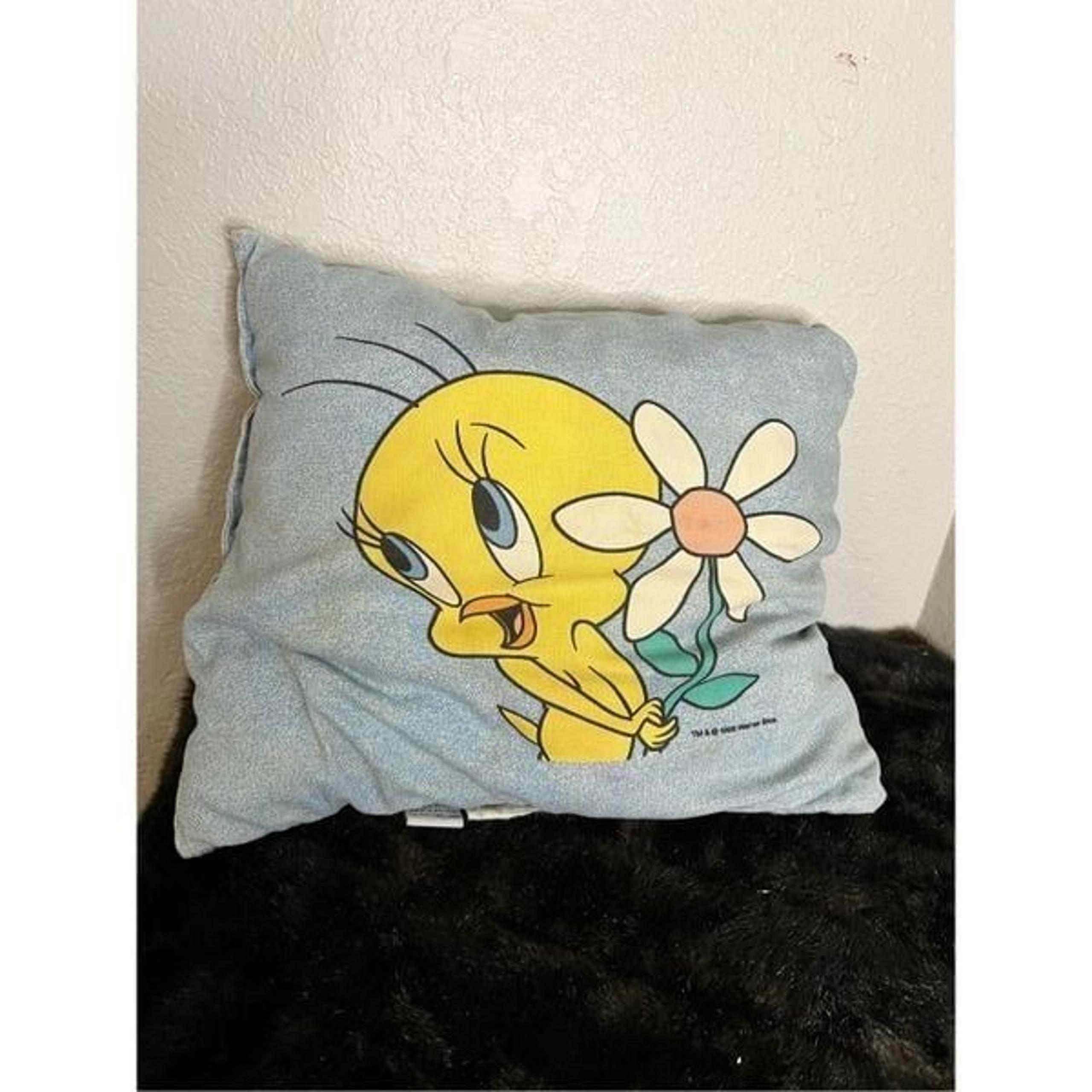 Vintage looney tunes tweety with flower pillow