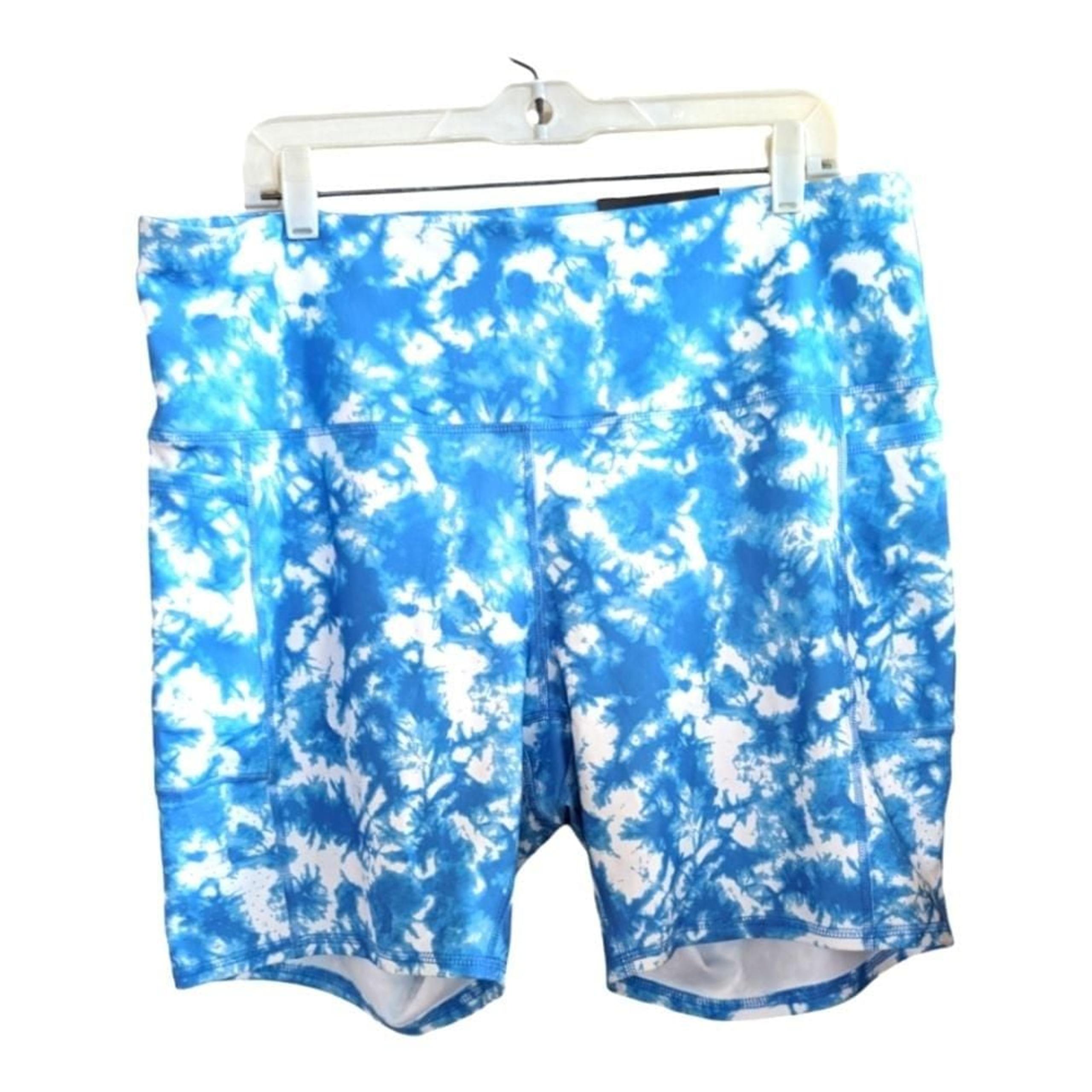 RBX Blue Tye Dye 7" Compression shorts w/pockets Size 2X NWT