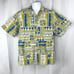 Tapa Tribal Tiki Honu Go Barefoot M/L Hawaiian Shirt Med 46 x 29 Mens Reverse US