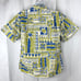 Tapa Tribal Tiki Honu Go Barefoot M/L Hawaiian Shirt Med 46 x 29 Mens Reverse US