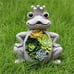 Solar Garden Statue, Resin Frog Ornament with Succulent and 4 LED Lights