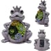 Solar Garden Statue, Resin Frog Ornament with Succulent and 4 LED Lights