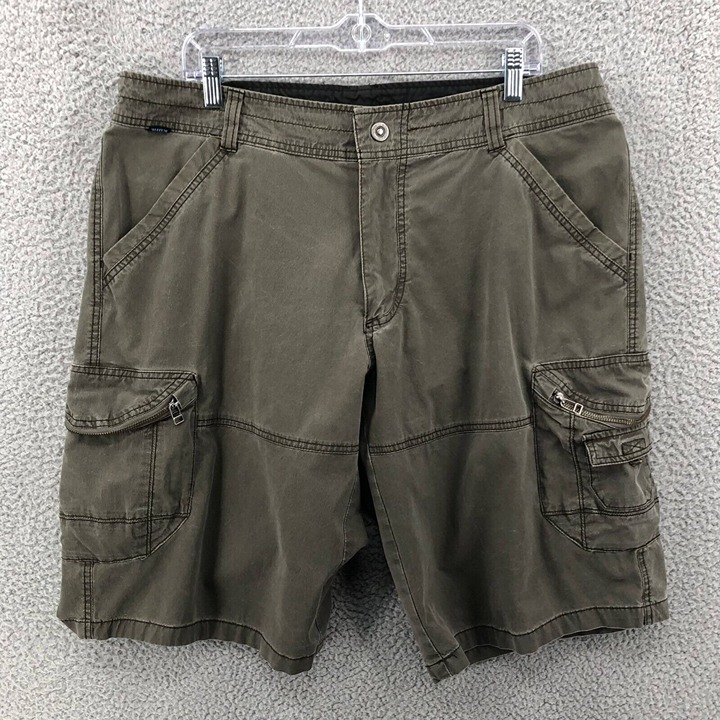 Kuhl Cargo Shorts Hiking Zip Pocket Men’s Size 38 Outdoors Camping Green 6643