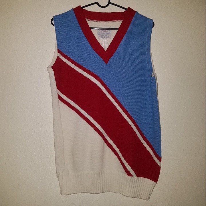 Cheerleader Supply Co Vintage Sweater Vest Size 40 Red White Blue 100% Acrylic