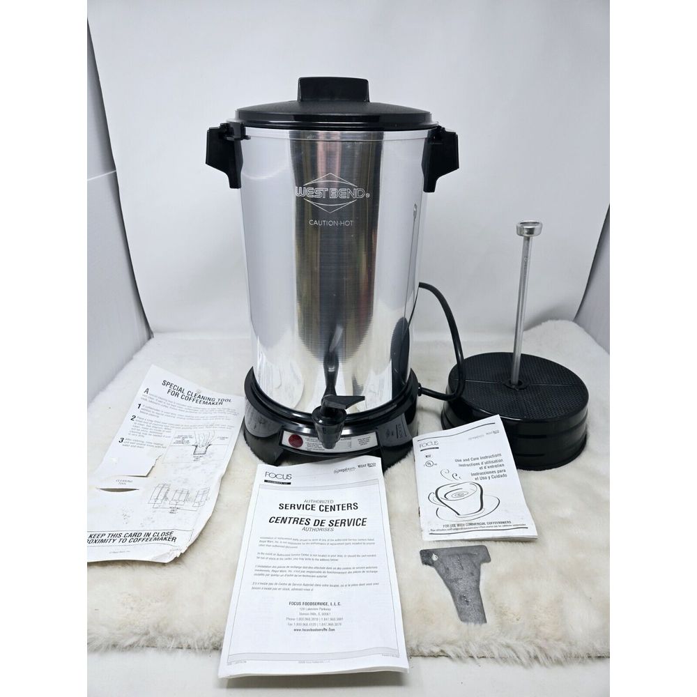 West Bend Commercial Coffee Maker 36 Cup Highly Polished No 43536 Auto Temp Fast