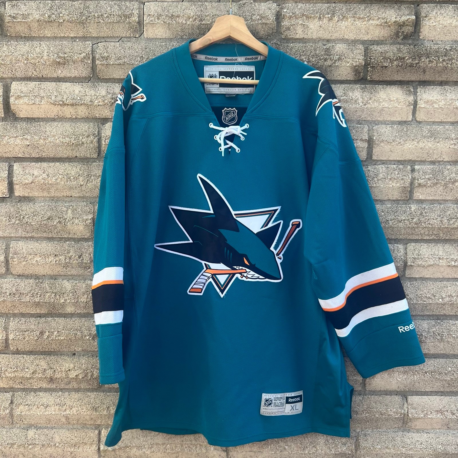 San Jose Sharks NHL Reebok Hockey Jersey teal Blank Size XL