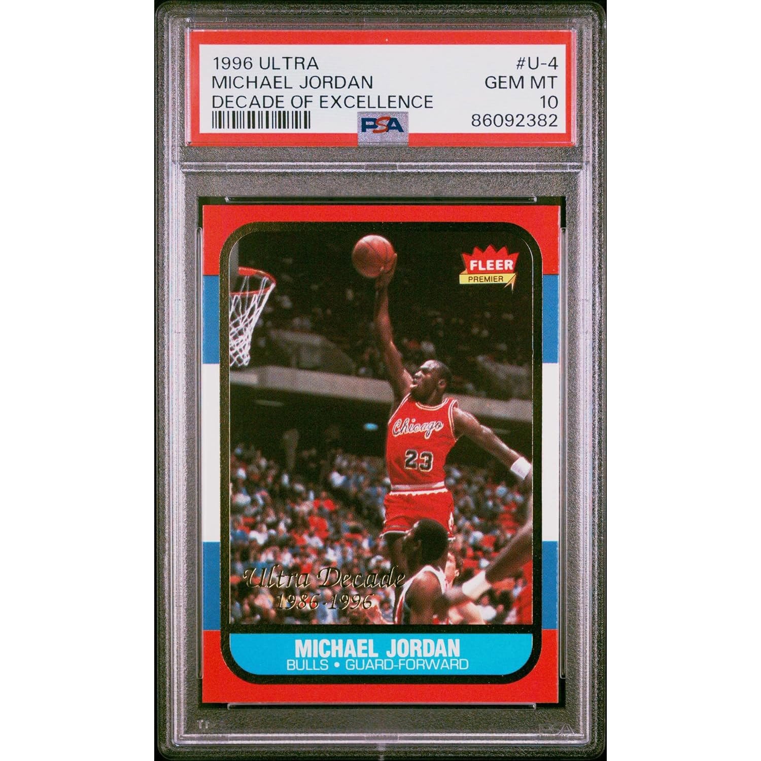 Graded 1996 Fleer Ultra Michael Jordan #U4 Decade Of Excellence Rookie Card PS