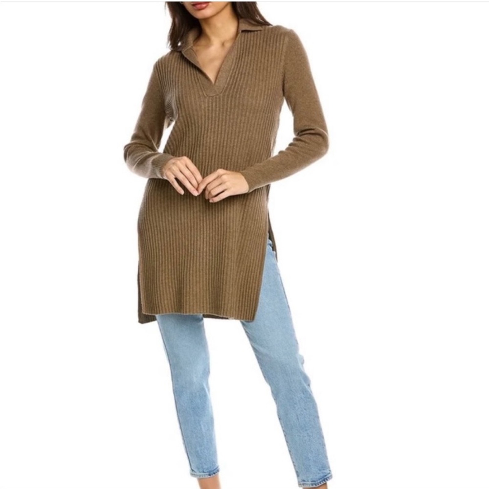 Alex Mill Loretta Ribbed Tunic Sweater - Brown - XS