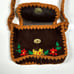 1970s vintage brown suede bag embellished embroidered mini purse