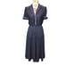 1950s JJ's Dress Co Navy Polka Dot Button-Front Day Dress - Med/Large