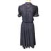 1950s JJ's Dress Co Navy Polka Dot Button-Front Day Dress - Med/Large