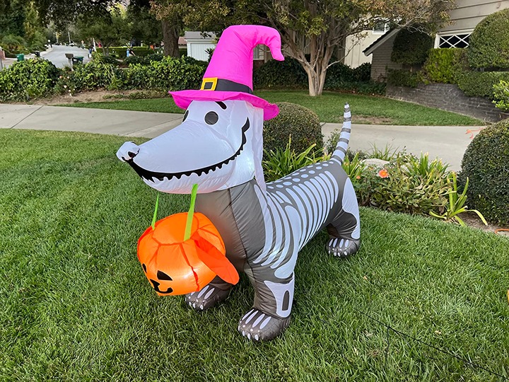 5Ft Halloween Inflatables Outdoor Decorations Skeleton Puppy Inflatable