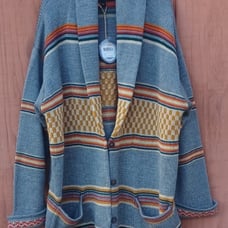STS Ranchwear Women's Tularosa Aztec Sweater Grey Chunky Cardigan Coat Size XL