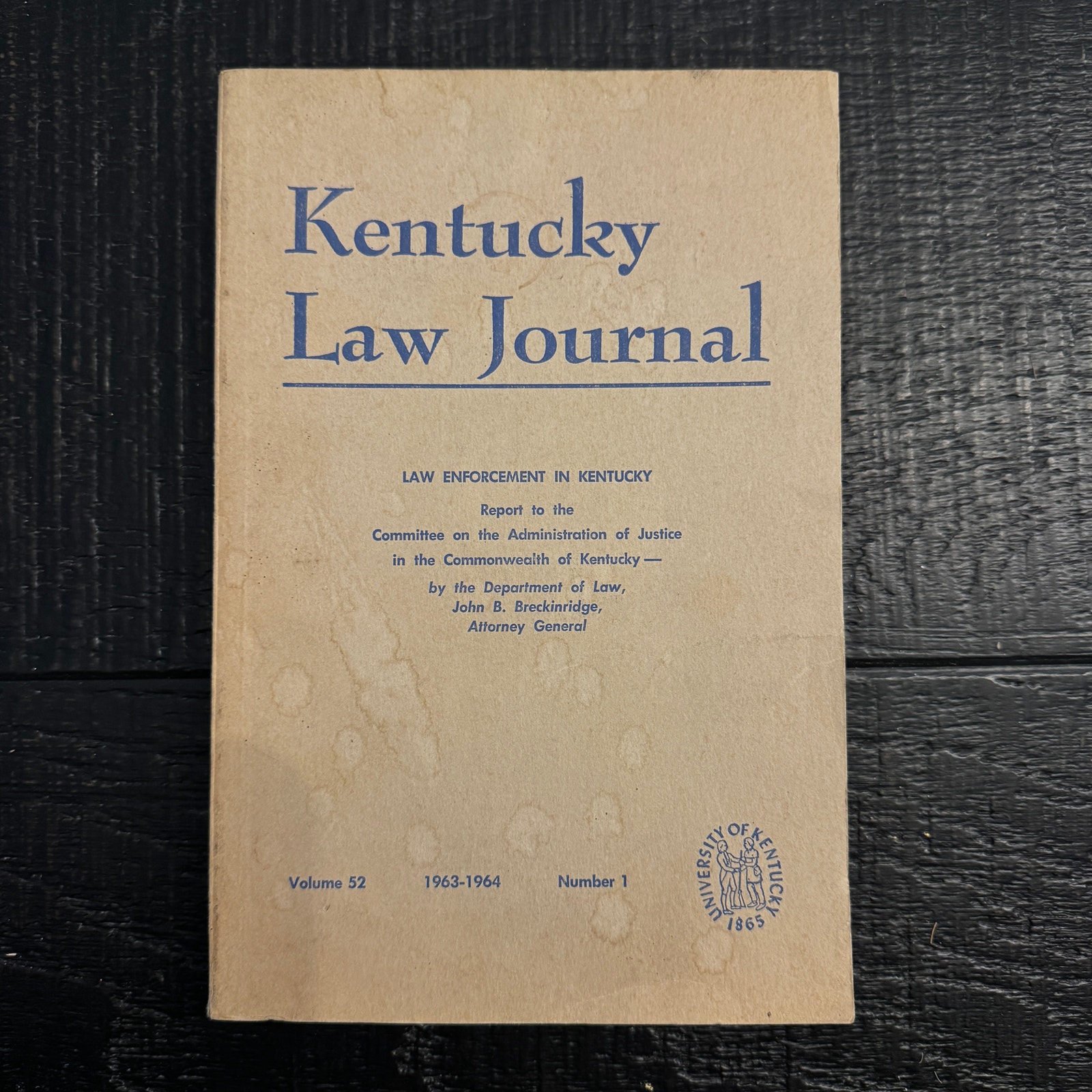 Rare Vintage Kentucky Law Journal University of Kentucky 1963-64 Volume 52 VTG