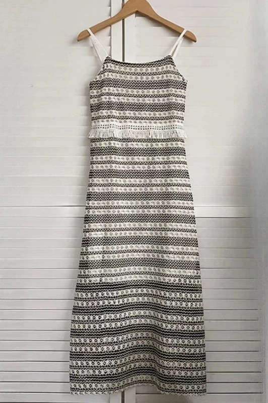 French vintage niche tassel halter dress new Korean temperament degree