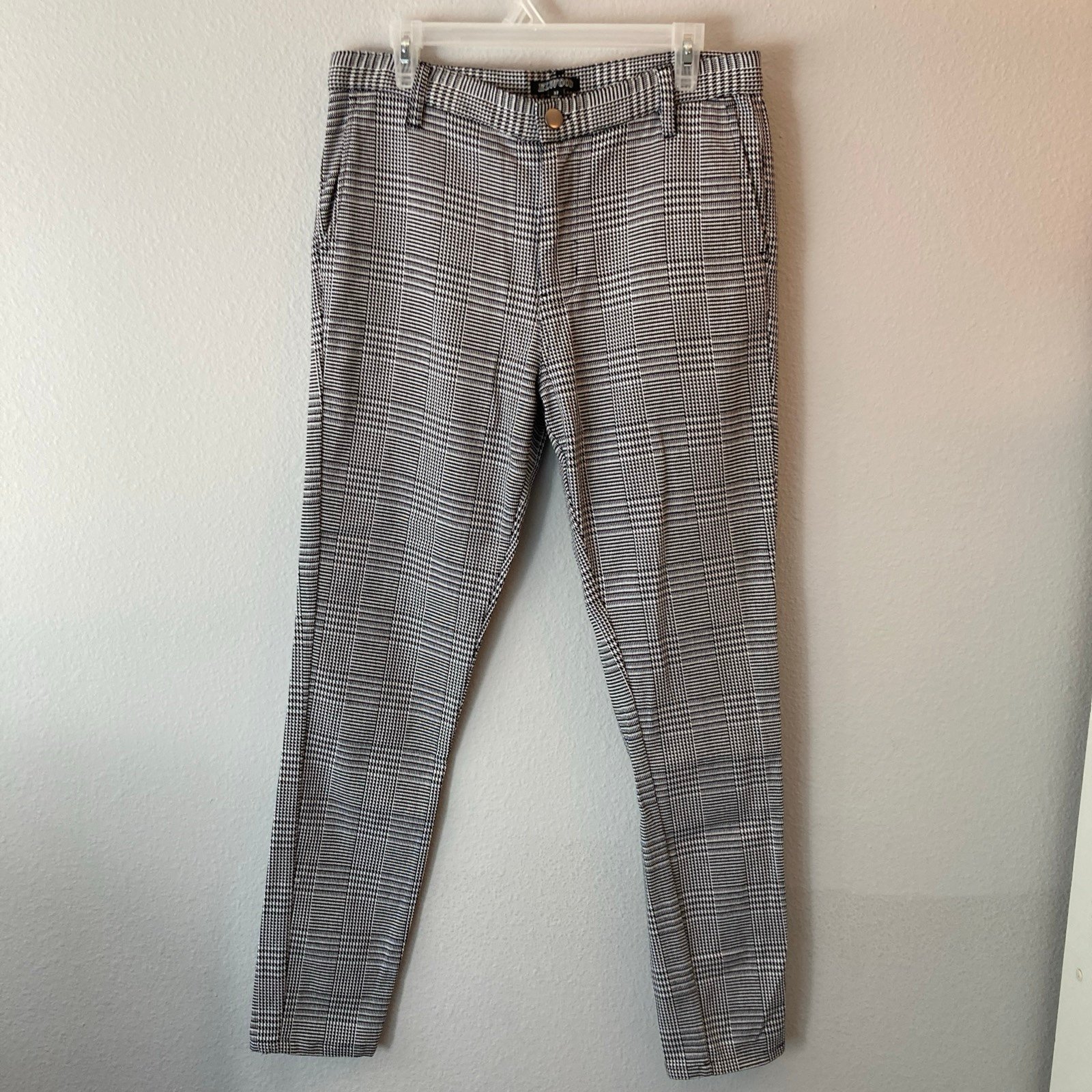 ELWOOD Black & White Houndstooth Check Skinny Pants 32x31