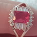 Vtg.Sterling Silver gold vermil COCKTAIL CZ & PINK TOPAZ RING- SZ6