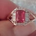 Vtg.Sterling Silver gold vermil COCKTAIL CZ & PINK TOPAZ RING- SZ6