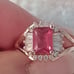 Vtg.Sterling Silver gold vermil COCKTAIL CZ & PINK TOPAZ RING- SZ6