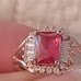 Vtg.Sterling Silver gold vermil COCKTAIL CZ & PINK TOPAZ RING- SZ6