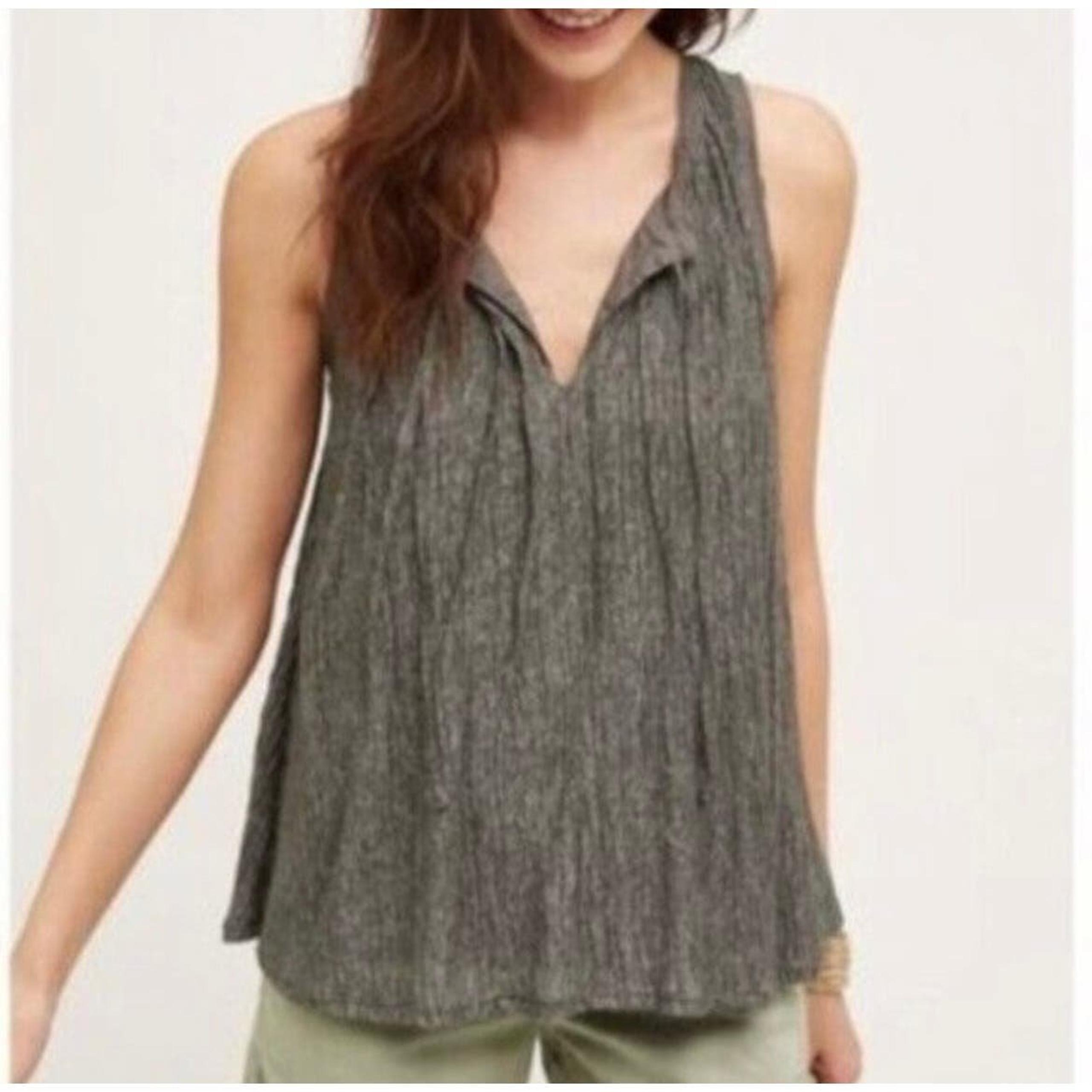 Meadow Rue Anthropologie Women's Pleated Swing Tank Top Olive Green Size XS