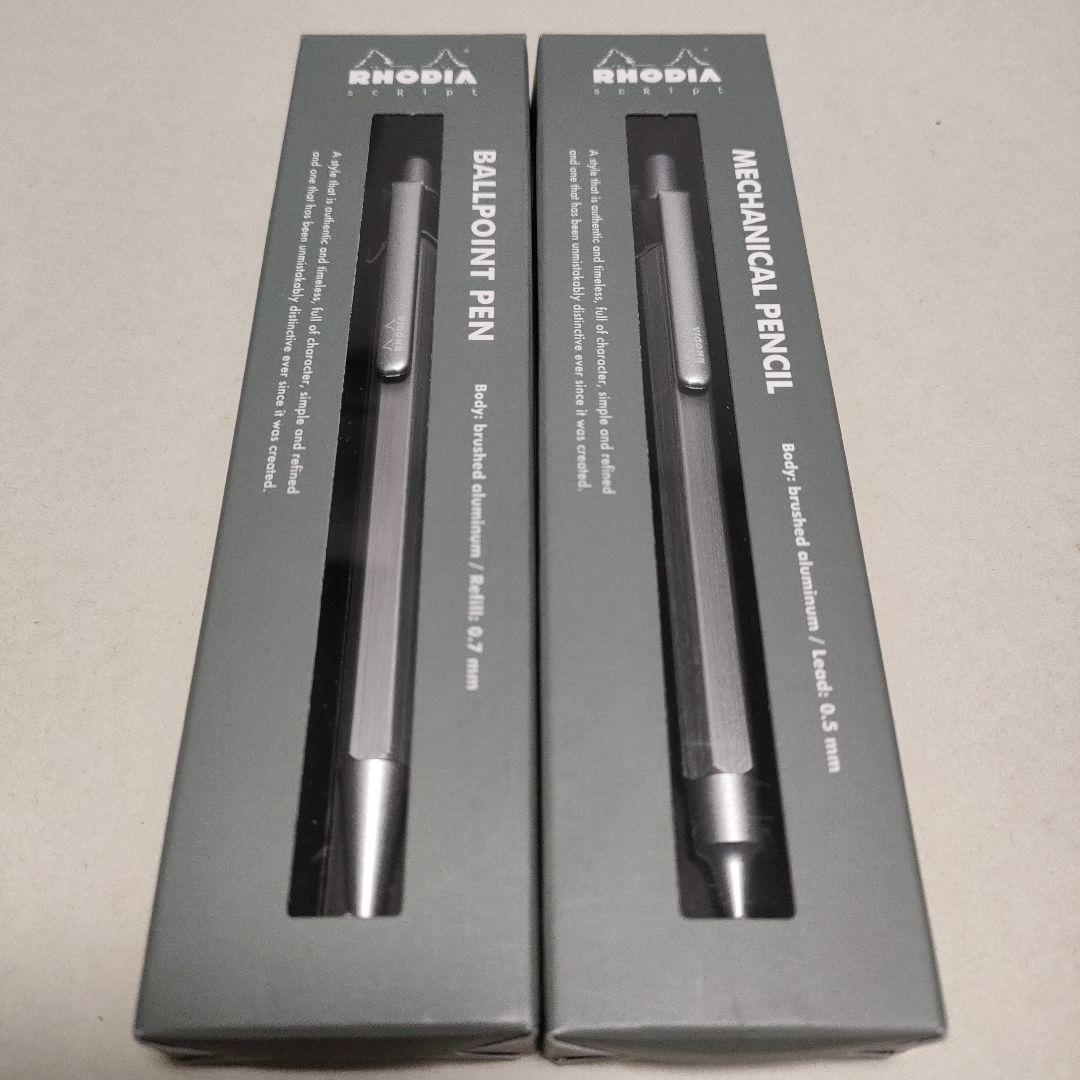 Rhodia Script Silver Mechanical Pencil, Ballpoint Pen, and Mechanical Pencil