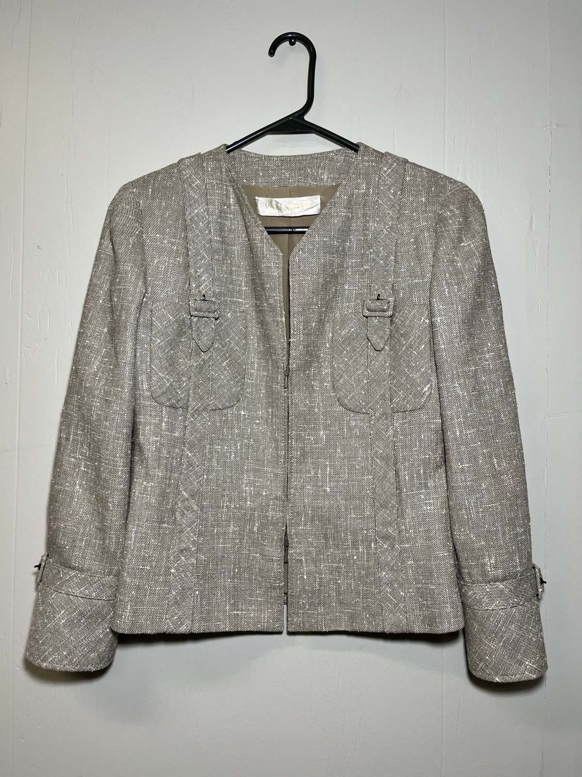 Valentino women’s blazer designer tweed wool silk work wear office attire sz 4