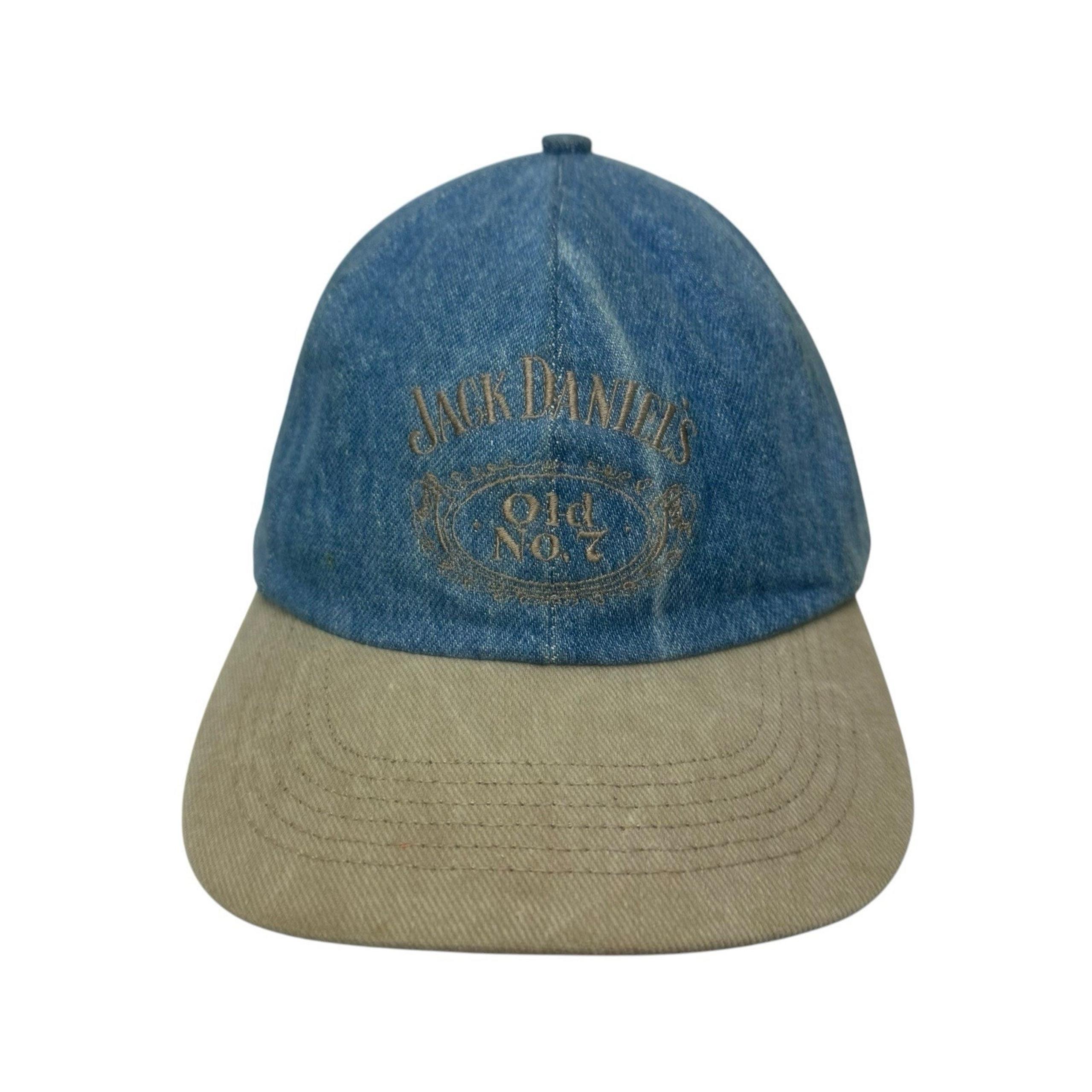 Vintage Jack Daniels Hat Cap Blue Denim Old No 7 Whiskey Strapback Adjustable