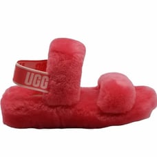 UGG Oh Yeah Womens Strawberry Sorbet Natural Real Lamb Fur Slide Slipper 6 NEW