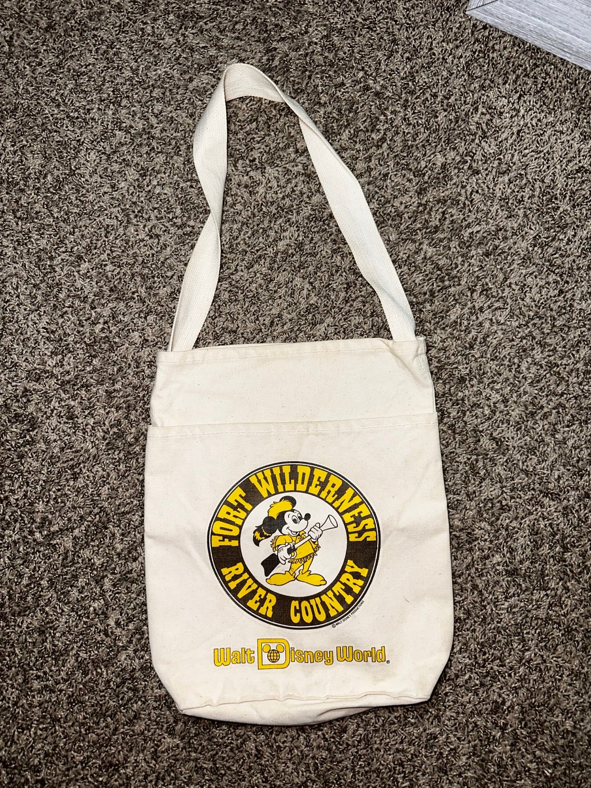 VINTAGE DISNEY WORLD FORT WILDERNESS RIVER COUNTRY MICKEY CANVAS TOTE RARE 1970s