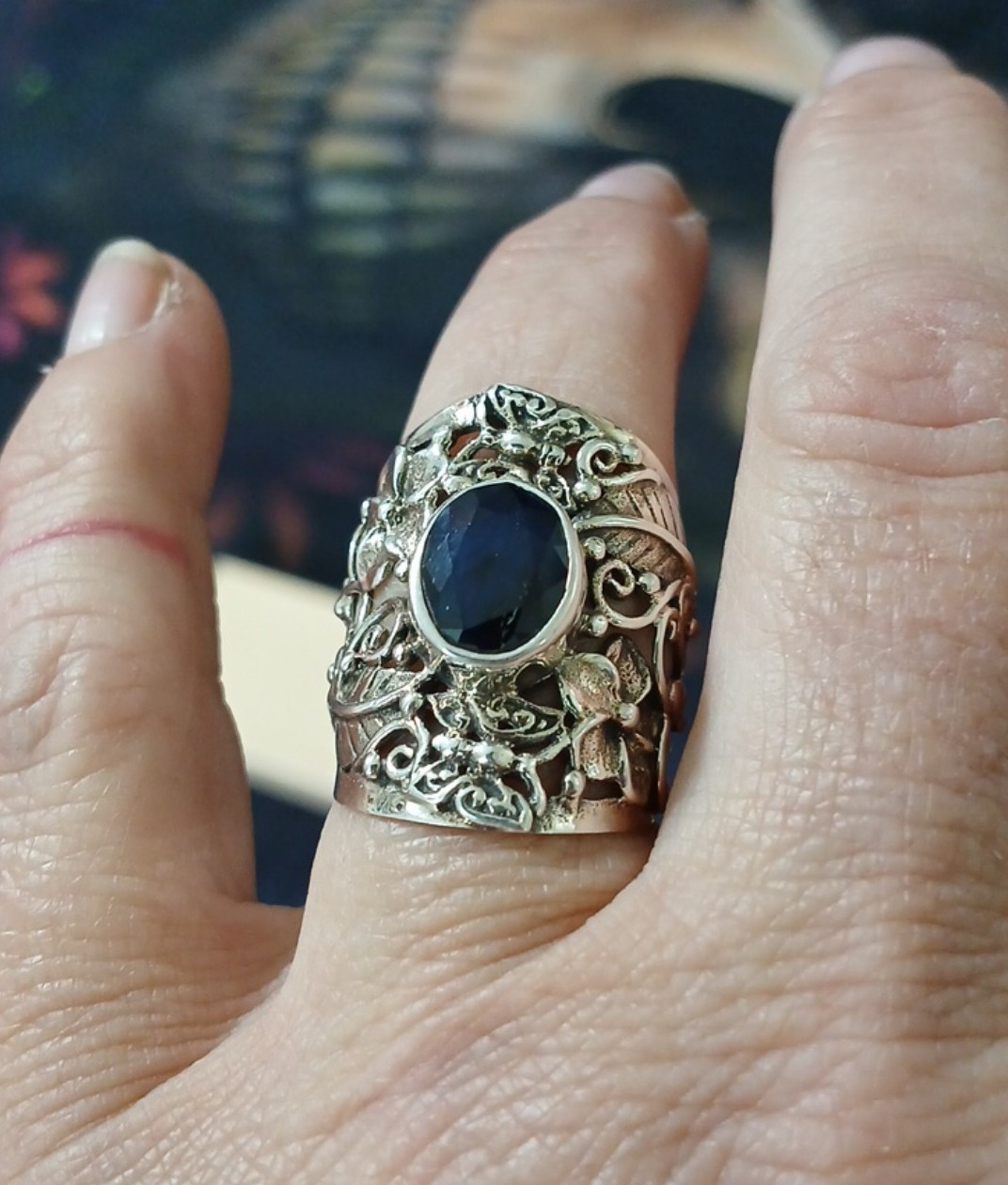 Sterling silver sapphire ring