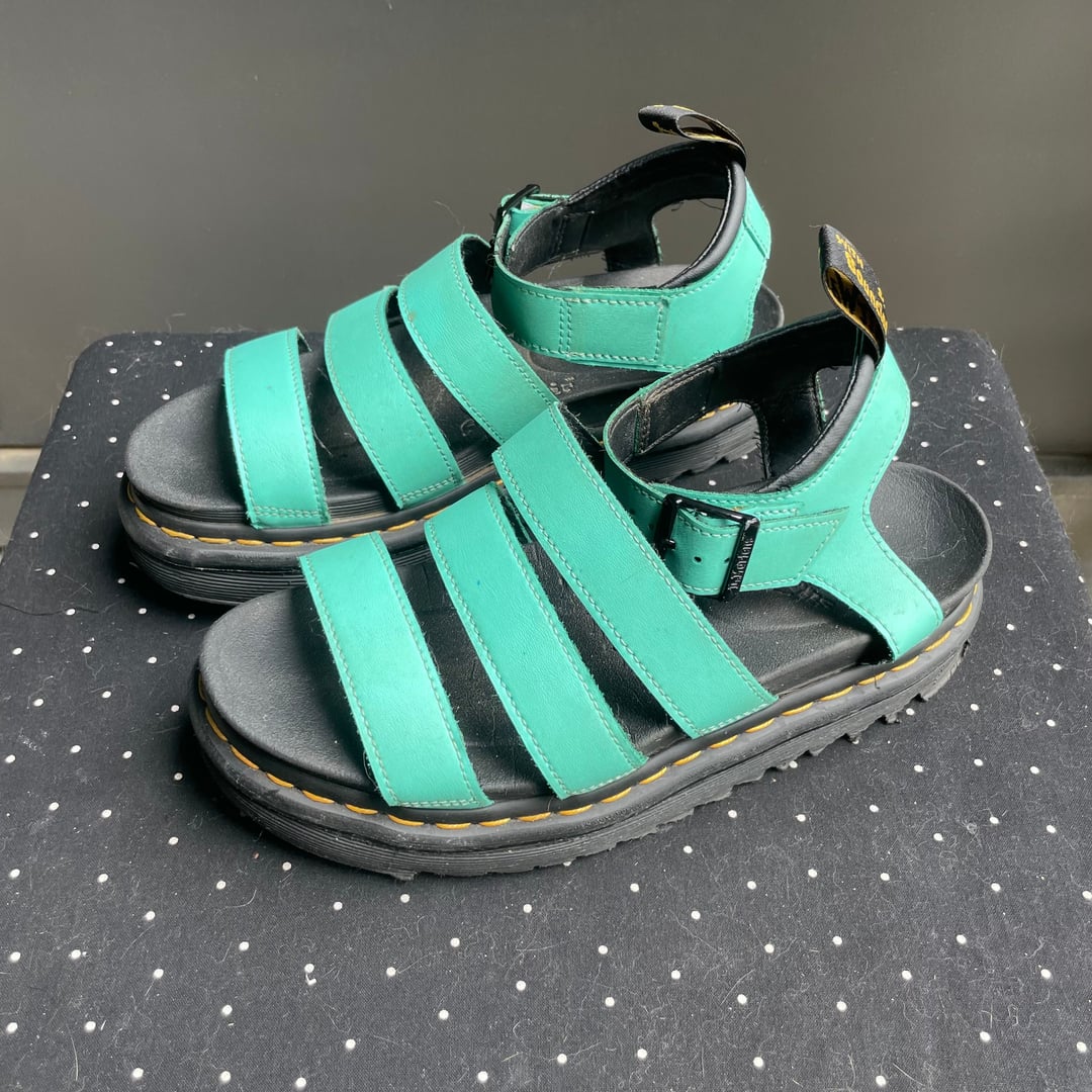 Dr. Martens Women's Blaire Leather Sandals Bright Aqua Turquoise Size 7
