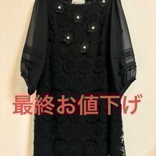Rose Tiara Lace Dress, Black, Size 42