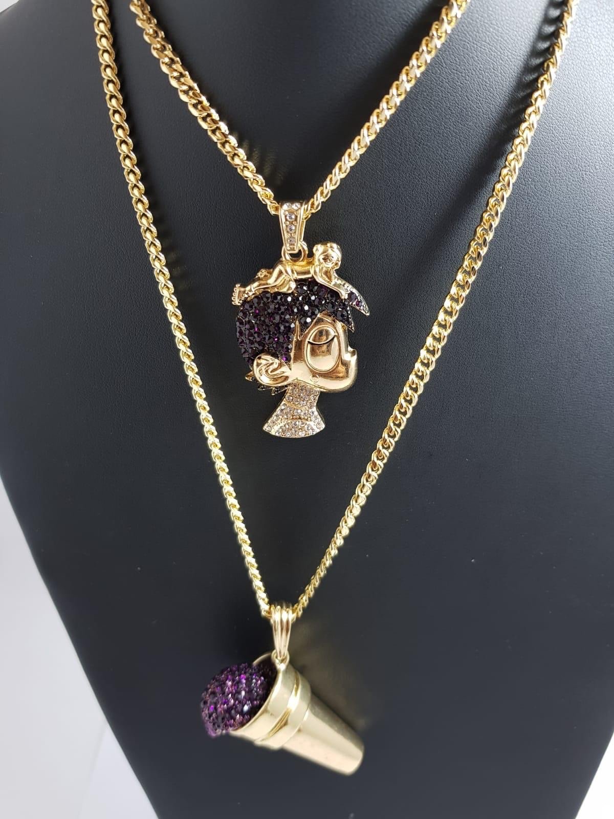 EXCLUSIVE 14K GOLD PLATED ICED OUT CHAINS SET COMBO BEST OF THE BE