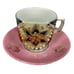 Antique Germany Pink Molded Lusterware Cups & Saucers Ornate Star Set o6 Vintage