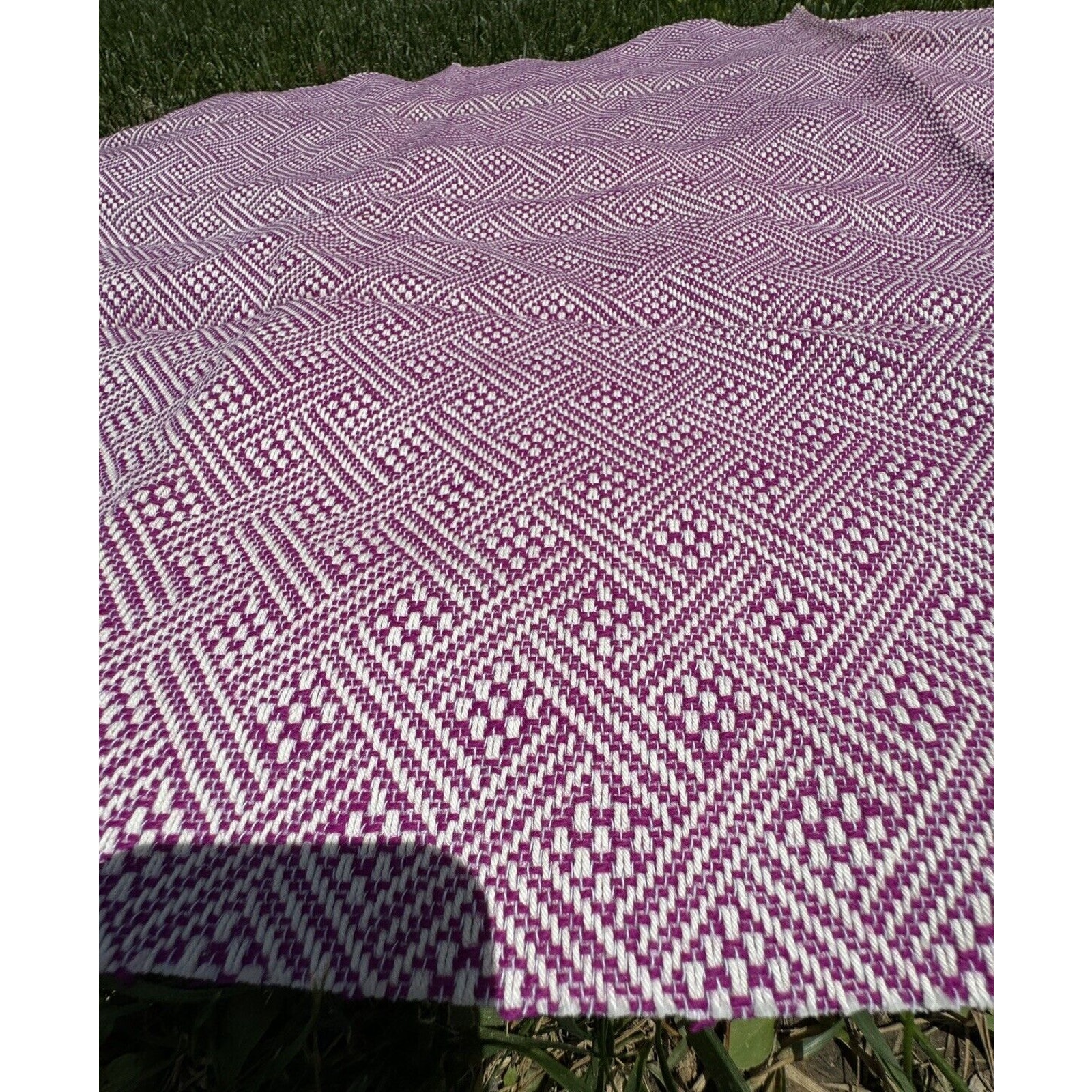 Vintage Retro Mid Century Herringbone 1960’s Fabric Eggplant Cotton & Acrylic