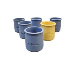 La Fermiere Yogurt Pots, French Pottery, Terra Cotta Pots Lot of 6