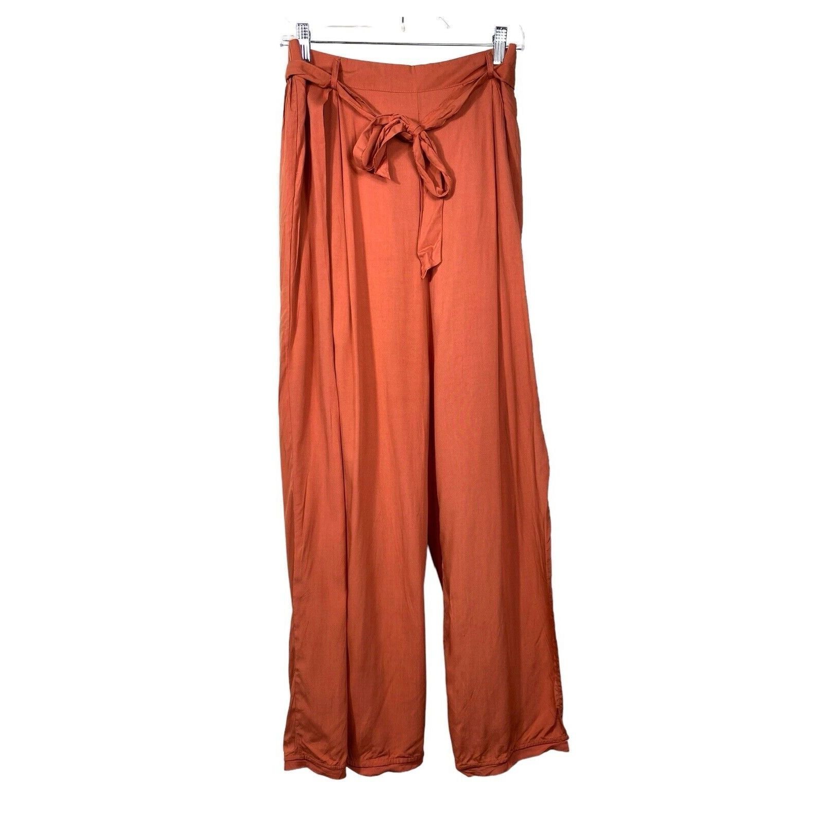 Easel Anthropologie Women L Wide Leg Split Hem Pants Palazzo Rust Pull On Boho