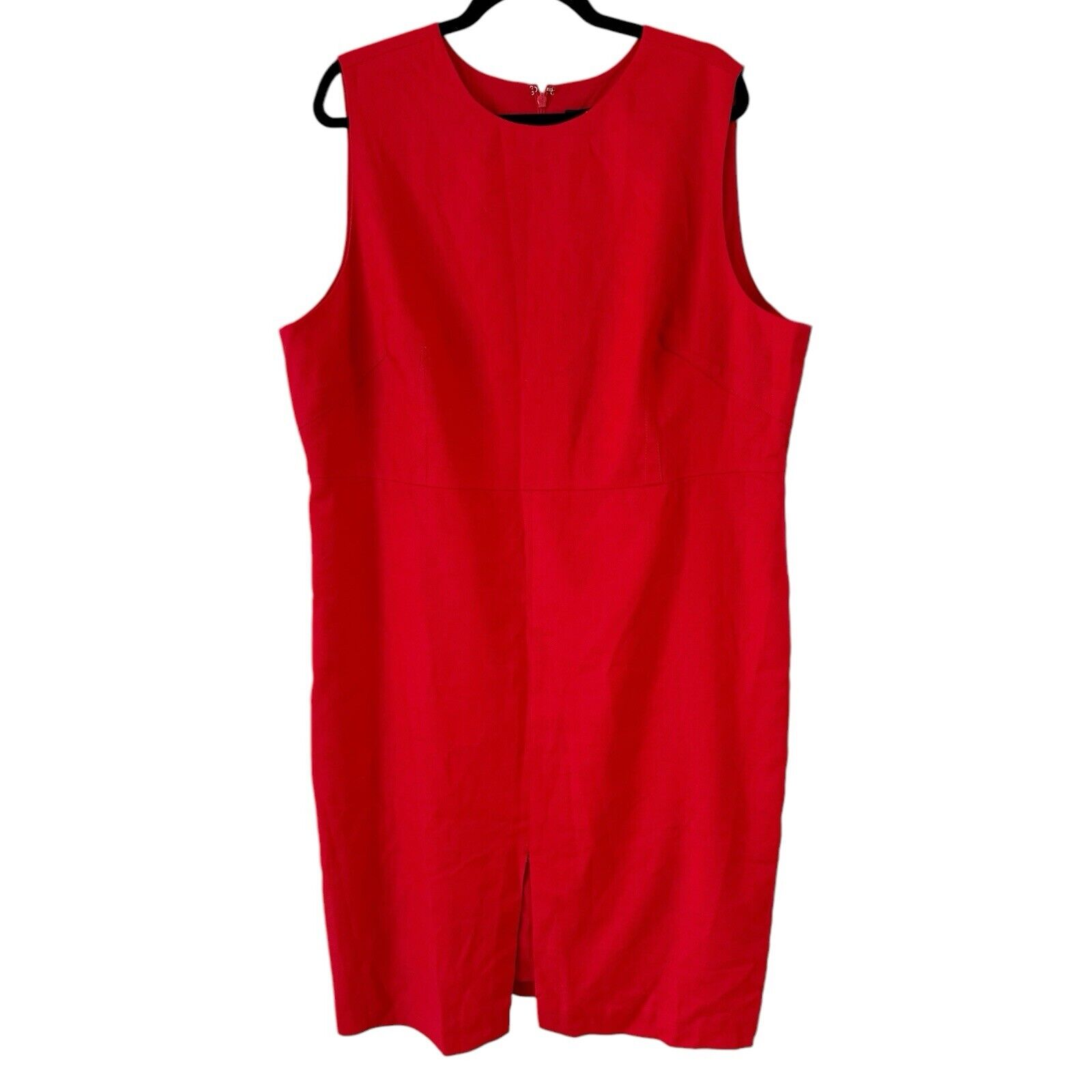 J. Crew Red High Neck Sheath Dress Stretch Linen Blend Women’s Size 22