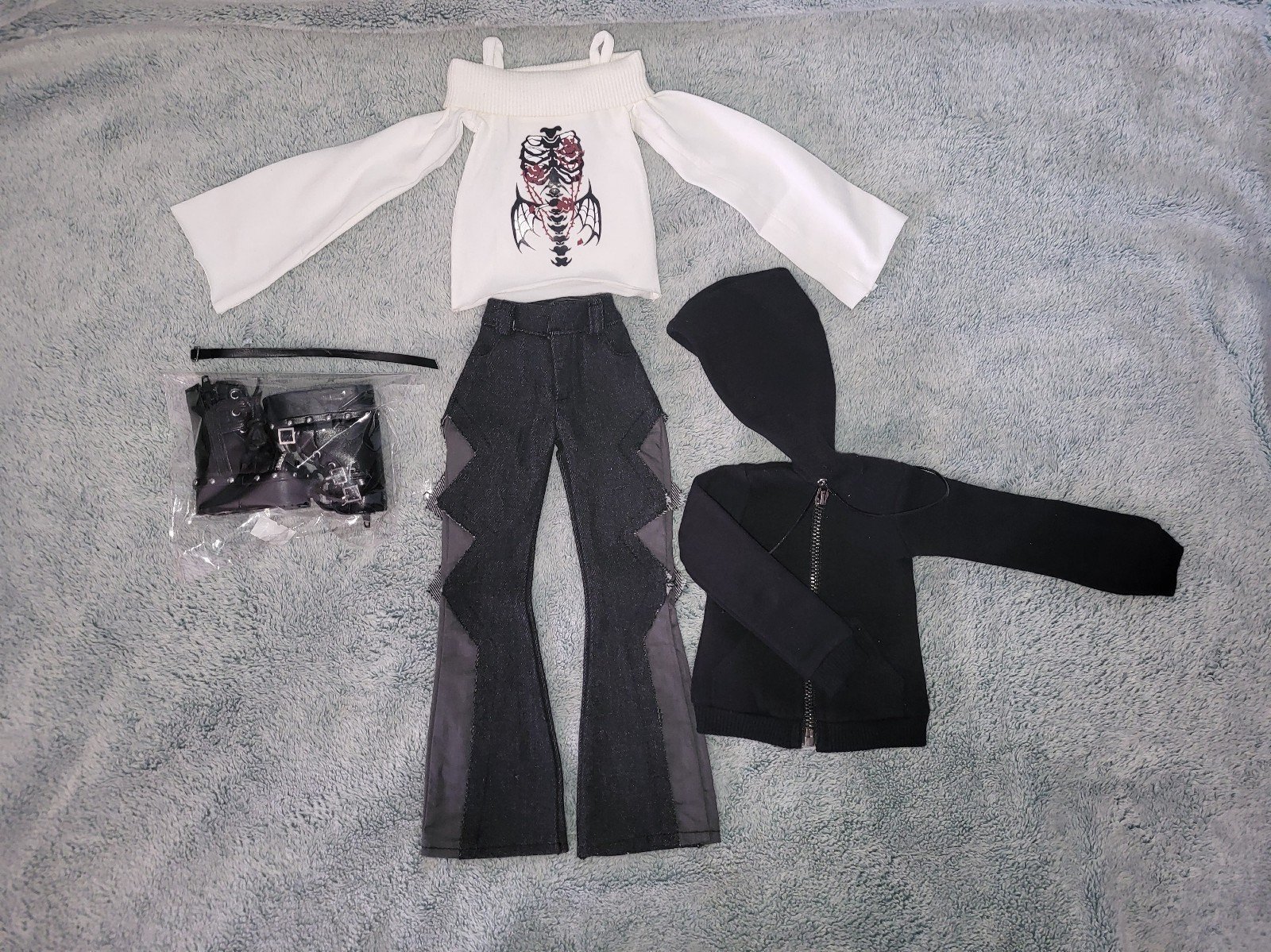 1/4 BJD Doll Punk & Gothic OUTFIT & Black Leather SHOES!