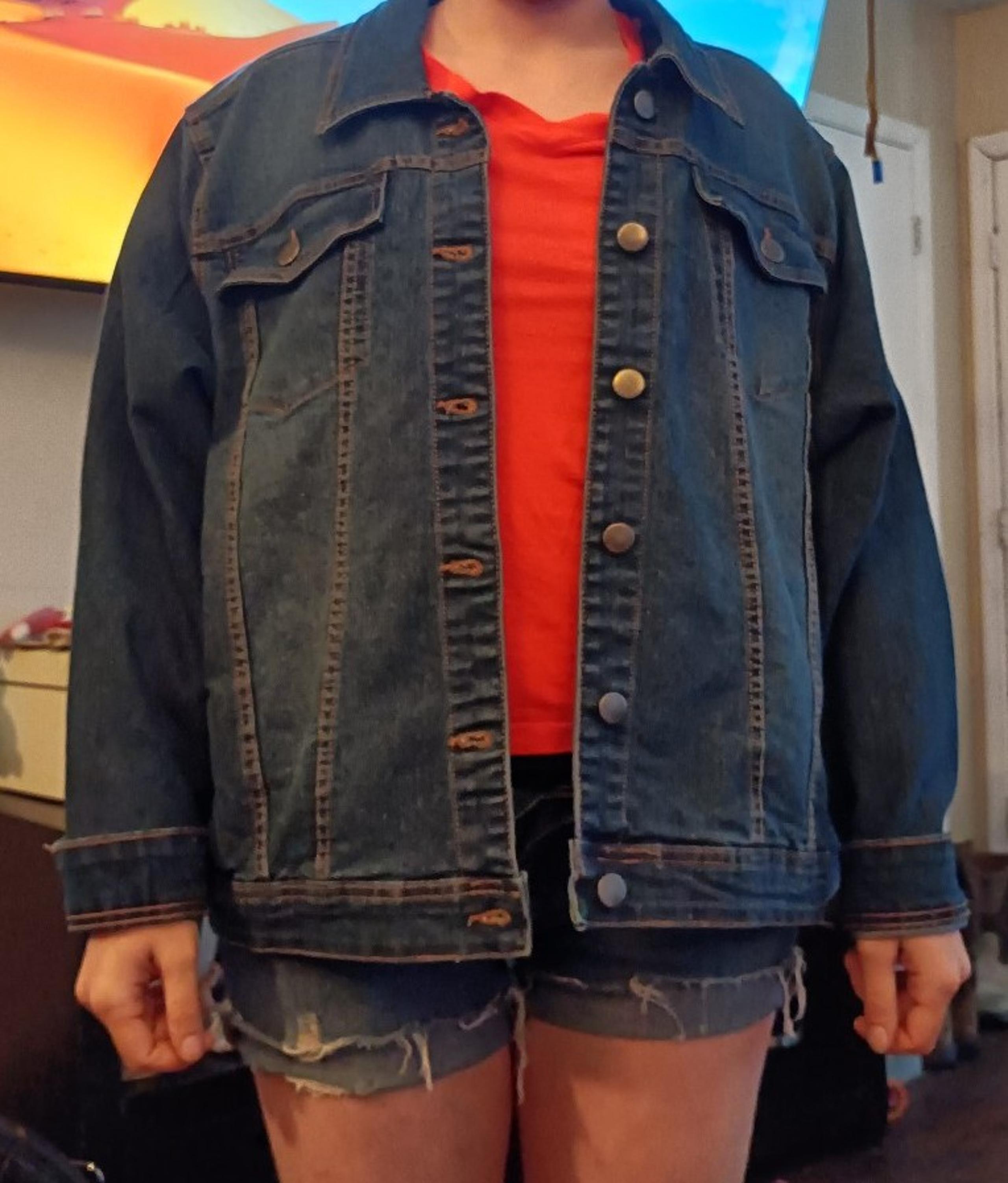 New women dark blue jean jacket by TAHARI size 3X